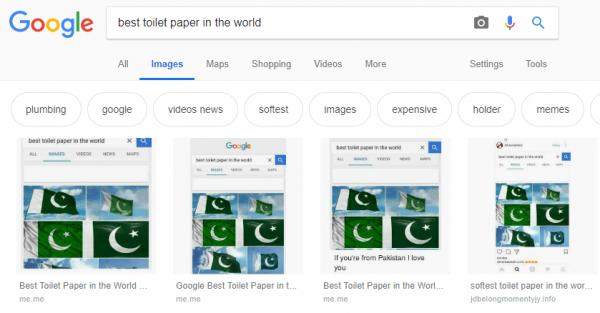 Google Image Search Shows Pakistan Flag As Best Toilet Paper In The World