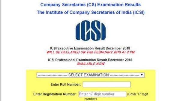 ICSI December 2018 Result for CS Professional and CS Executive