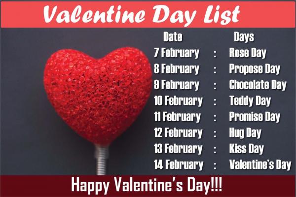 valentine day week list 2020